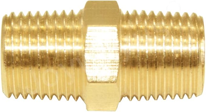 Joywayus Hex Nipple 1/8" Male x 1/8" Male NPT SolidBrass Threaded Straight PipeNipple Fittings for Brew Kit Home Piping (Pack of 5)
