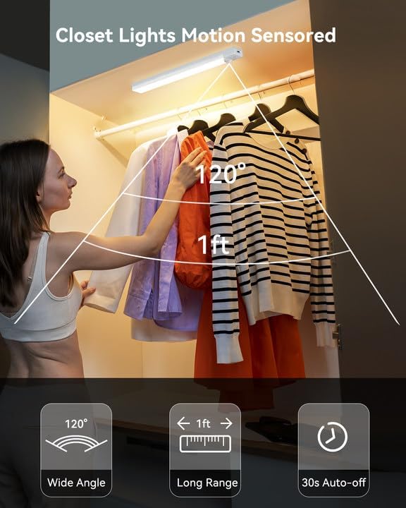 6-Pack Under Cabinet Lighting with charging station 8-Inch Rechargeable Motion Sensor Light Indoor 3 Color Dimmable Closet Light, USB Stick on LED Magnetic Under Counter Lights for Kitchen Shelf