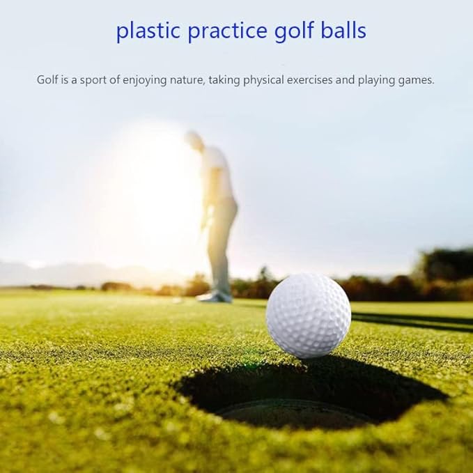 White Hollow Practice Golf Balls Plastic 12Pcs,42mm Plastic Golf Training Balls Airflow Limited Flight Golf Balls for Swing Practice Driving Range Home Backyard Use