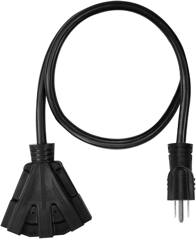 25FT 12/3 Outdoor Extension Cord, Heavy Duty 3-Outlet SJTW Indoor/Outdoor Three-Prong Power-Cord 12-Gauge Grounded 15-Amp 1875 Watts