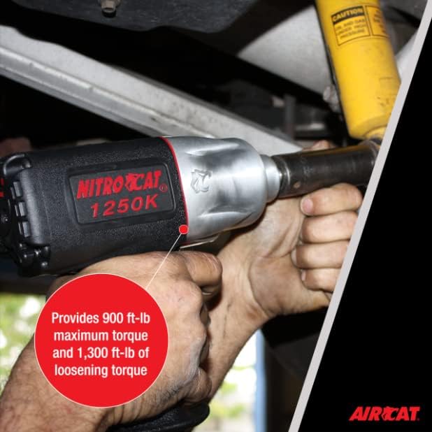 AIRCAT 1250-K 1/2-Inch Nitrocat Composite Twin Clutch Impact Wrench - Composite Impact Wrench with 950 ft-lb Max Torque - Quiet Operation - Reinforced Housing - Hard-Hitting - Ergonomic