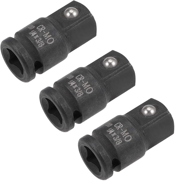 uxcell 3pcs 1/4" Drive (Female) x 3/8" (Male) Impact Socket Adapter for Use with Air Impact Wrenches, Breaker Bars, Ratchets, CR-MO Steel