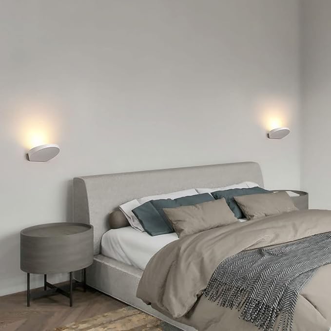 Set of 2 Warm White 3000K LED Stair Lights, 5W Indoor Wall Sconces for Living Room and Bedroom - Picture Gallery Lighting (White)
