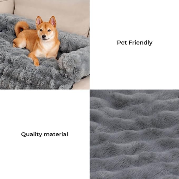 Dream Cloud Pet Sofa Bed for Dogs Cats, 2026 Washable Removable Calming Fluffy Plush Mat for Furniture Protector, Long Fur Non-Slip, for Small/Medium/Large Home Pets (Light Grey, M: 33.5 * 28.3IN)
