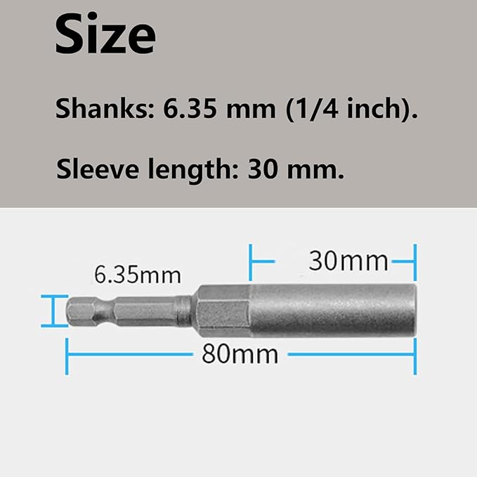 Nut Driver Bit 18mm,80mm Length,Hex Shank,Screwdriver Nut Driver Socket,Quick Change Metric Impact Nut Driver Adapter Tool for Loose Bolts and Nuts