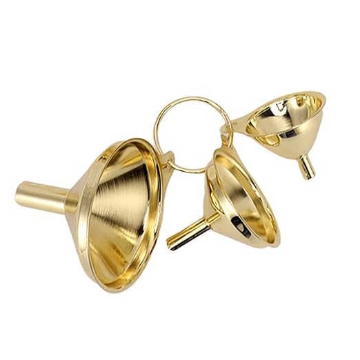 Estink 3-Piece Golden Stainless Steel Funnel Set, Multi-Size Kitchen Tools for Liquids and Oils, Gold Finish