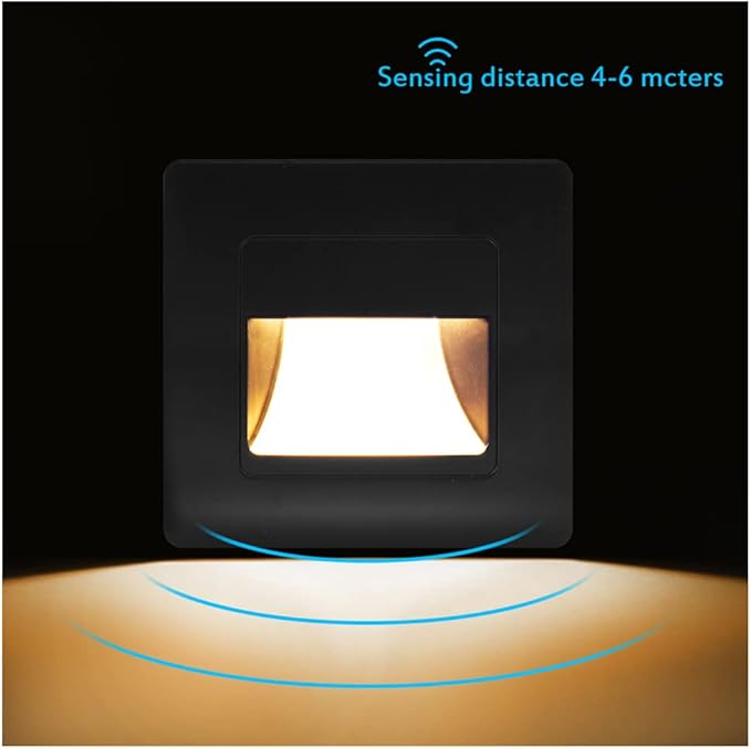 Recessed LED Stair Light Wall Lamp Motion Sensor Wall Lamp AC85-265V Step Lamp Corridor Lighting Indoor Wall Lighting 4PcsColdWhite Black