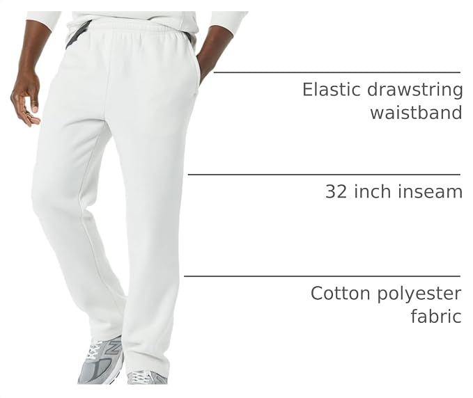 Amazon Essentials Men's Relaxed Straight Leg Fleece Open Bottom Sweatpant (Available in Big & Tall)