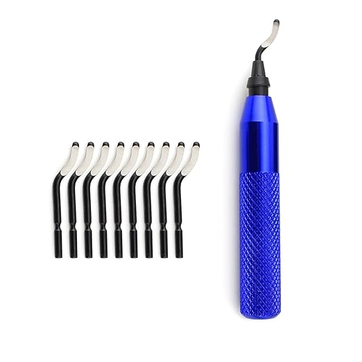 Hand Deburring Tool Kit Set- Practical for Cutting Deburrs Wood, Plastic, Aluminum, Copper and Steel (Blue, 10pcs)