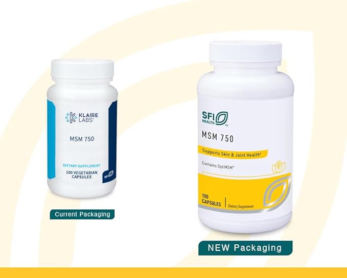 Klaire Labs MSM 750 - Clinically Tested to Support Joint Comfort & Structure, Methylsulfonylmethane as OptiMSM (100 Capsules)