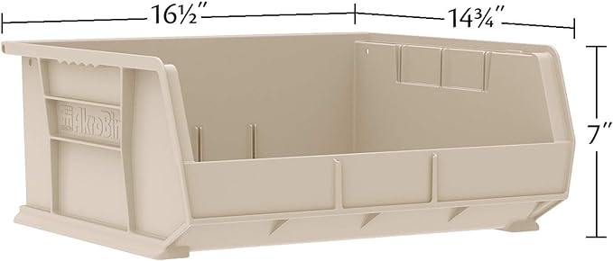 Akro-Mils 30250 AkroBins Plastic Storage Bins, Space-Saving Stackable Bins for Garage, Pantry, Craft Organization, 15" x 16" x 7", Red, 6-Pack