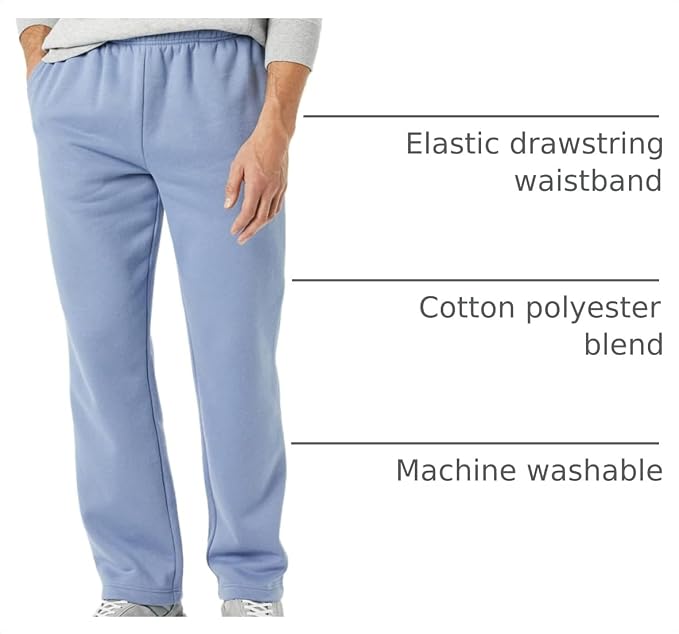 Amazon Essentials Men's Relaxed Straight Leg Fleece Open Bottom Sweatpant (Available in Big & Tall)
