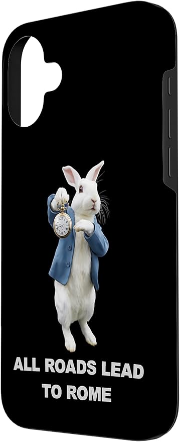 Funny AI Rabbit Meme Tshirt - All Roads Lead to Rome Humor Case for iPhone 16 Plus