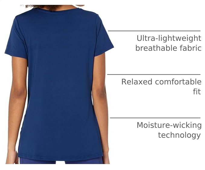 Amazon Essentials Women's Active Quick Dry Tech Stretch Short-Sleeve V-Neck T-Shirt (Available in Plus Size), Pack of 2