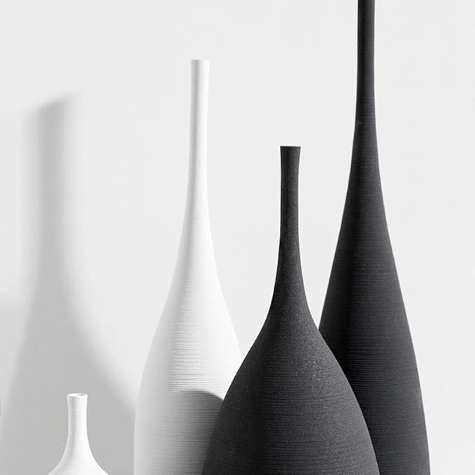 White Black Ceramic Vase Set, Modern Minimalist Ornaments Living Room Home Decor Decoration,E