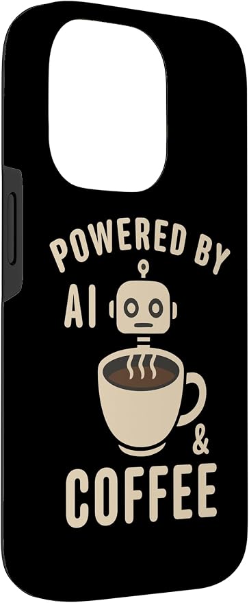 Powered by AI and Coffee Robot Case for iPhone 14 Pro