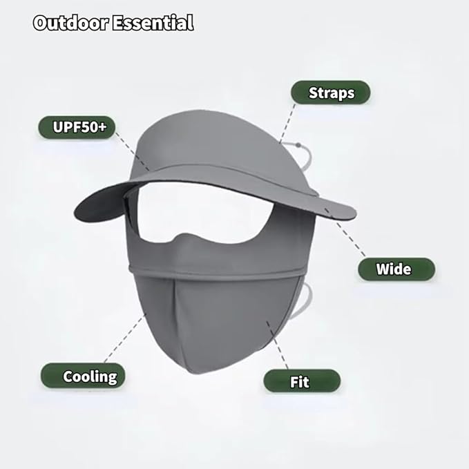 Breathable UV Face Cover Visor UPF 50+ Women Summer Face Covering Eye Protection Sunscreen Mask Sports Face Cover