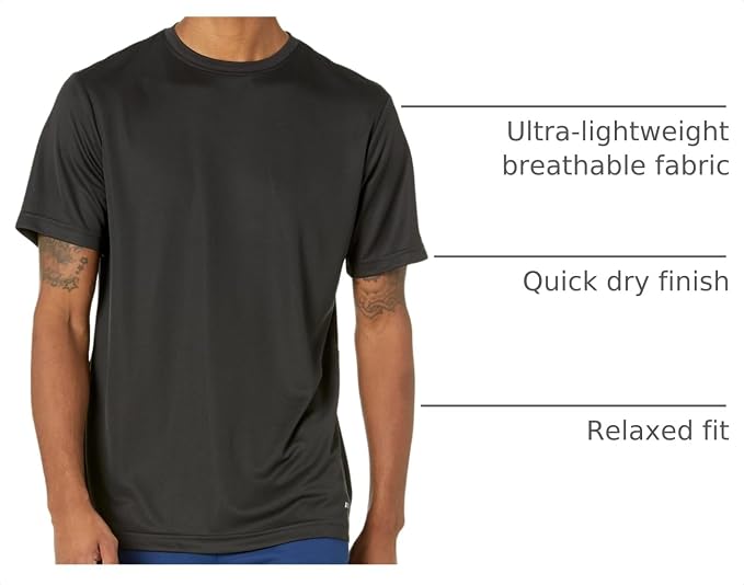 Amazon Essentials Men's Moisture Wicking Breathable Active Performance Tech Gym T-Shirts, Pack of 2