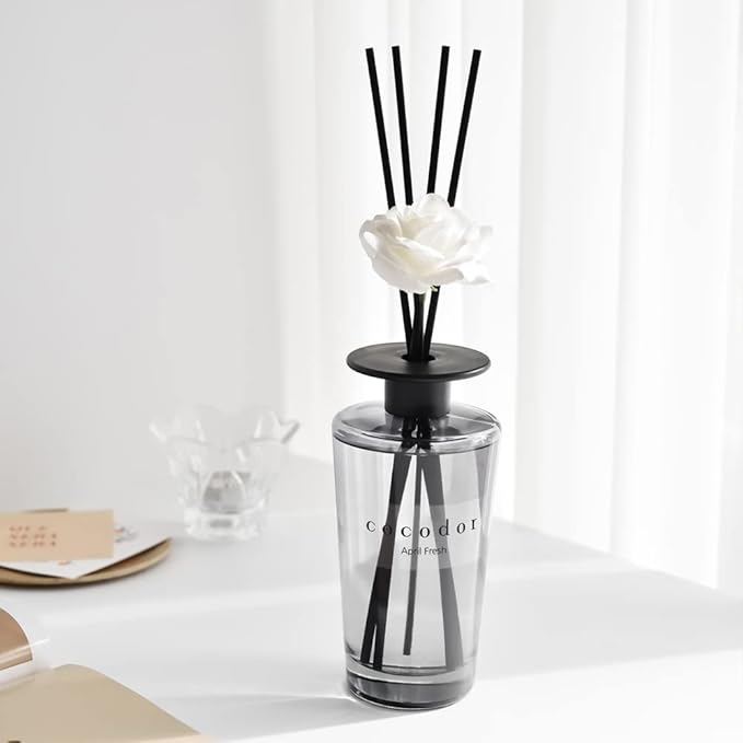 COCODOR White Flower Reed Diffuser / Black Cherry / 1 Pack / Home & Office Decor Aromatherapy Diffuser Oil Gift Set / Large Size, Large Capacity, Big Size Diffuser, Black Edition/16.9Ounce(500 ml)