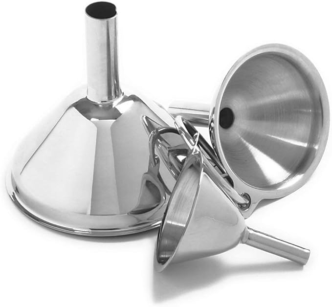 Norpro 3-Piece Stainless Steel Funnel Set, Large, Medium, and Small Mouth (2-Sets Total)