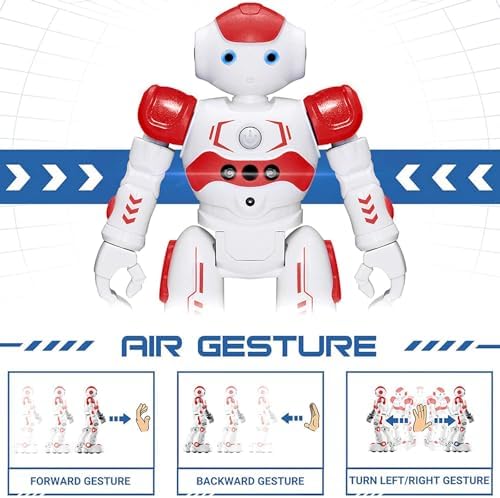 KingsDragon RC Robot Toys for Kids, Gesture & Sensing Programmable Remote Control Smart Robot for Age 3 4 5 6 7 8 Year Old Boys Girls Birthday Gift Present,Red