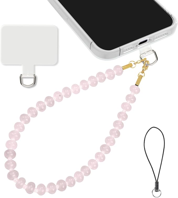 Natural Healing Crystals Stones Cell Phone Wrist Strap Camera Lanyard &Tether Tab,Handmade Beaded Wallet Keychain Wristlet,Bag Purse Charms Chain for iPhone Case,Women Teacher Travel Safety Essentials