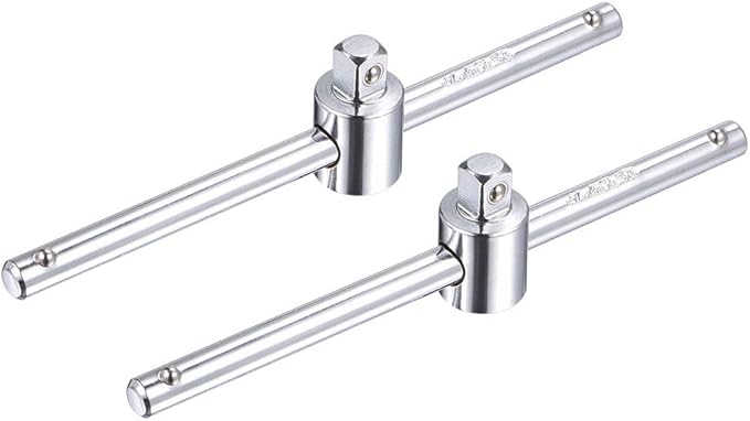 uxcell 1/4-Inch Drive Drive Sliding T-Handle Socket Wrench Chrome Finish Cr-V Steel 2 Pcs