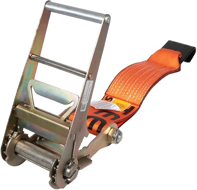 Mytee Products (2 Pack) 4" x30' Heavy Duty Ratchet Straps w/Flat Hook - 6,667 lbs WLL High Abrasion Trailer Tie Down Ratchet Straps - Orange
