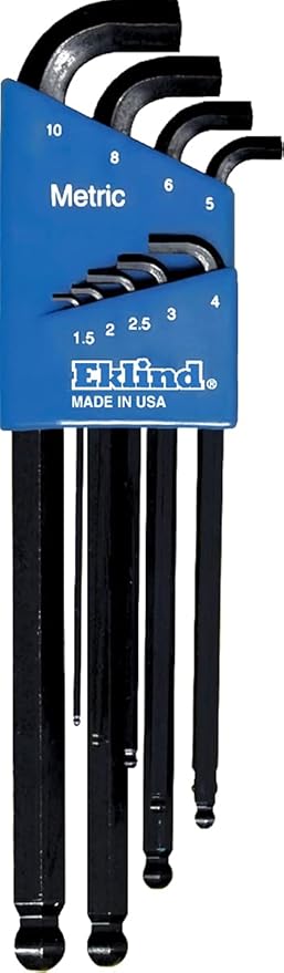Eklind Tool 13509 Stubby-Ball-Hex-L Key allen wrench - 9pc set Metric MM sizes 1.5-10 Long series