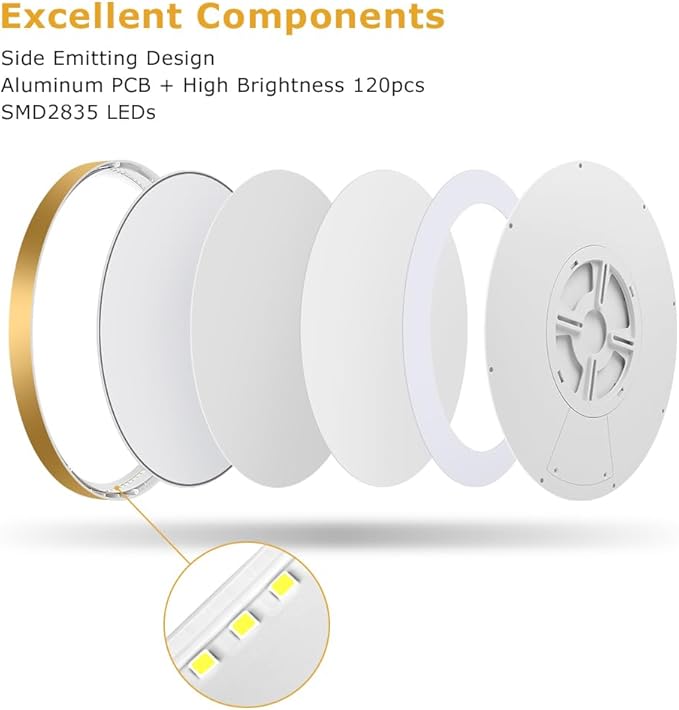 9Inch LED Flush Mount Ceiling Light Fixture, 18W(180W Equivalent), 1800LM, 6000K Cool White, IP40, Flat Modern LED Ceiling Lights for Bedrooms, Living Rooms, Bathrooms, Stairwells, etc.(Gold)