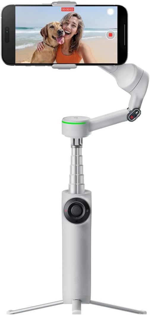 Insta360 Flow 2 PRO Gimbal Stabilizer for Smartphone, AI-Powered Tracking, 3-Axis Stabilization, Built-in Tripod, Portable & Foldable, Deep Track 4.0 Auto Tracking Phone Stabilizer Creator - Gray