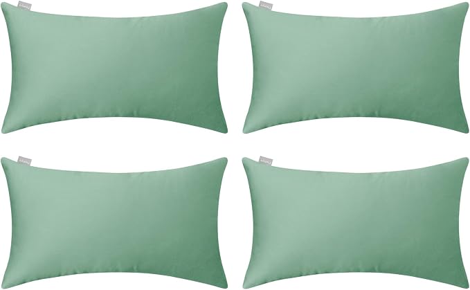 Thmyo 4-Pack 100% Cotton Lumbar Comfortable Solid Decorative Throw Pillow Case, Rectangle Cushion Cover Pillowcase Sublimation Blank Pillow Covers DIY Throw Pillowcase(12x20inch/30x50cm, Mist Green)