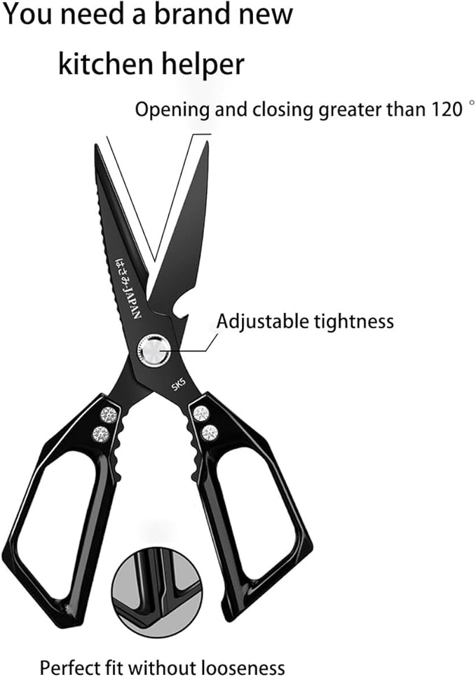 Multi-Purpose Rust Proof Kitchen Shears,Meat Scissors,Dishwasher Safe,Can be Used to Cut Vegetables, Chicken, Steak,Scrape Fish Scales, and Open Bottle Caps, etc(Green)