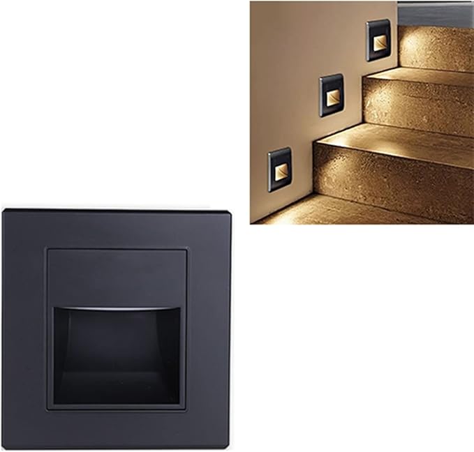 3 PCS Step Lights, 1.5W 3000K Warm Embedded Stair Step Lamp Stairwell Lighting Staircase Lights for Bedside Corridor Staircase