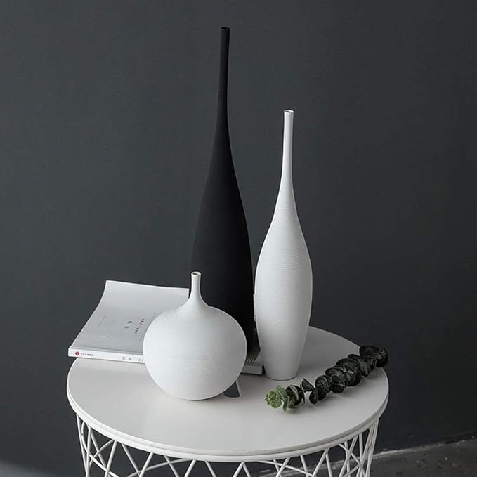 White Black Ceramic Vase Set, Modern Minimalist Ornaments Living Room Home Decor Decoration,D