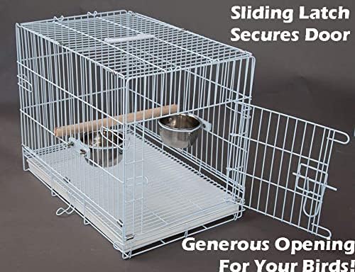 Pet Products Metal Portable Travel Vet Bird Parrot Carrier Cage Prevent Beaks Out White, 19-Inch by 12-Inch by 16-Inch