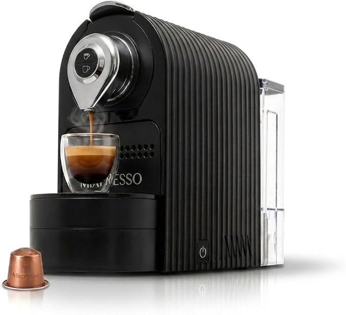 Mixpresso Espresso Machine, Compatible with Nespresso OriginalLine Capsules | 1400W single serve coffee maker with one-touch operation, 19-bar Italian pump and 27oz water tank, black