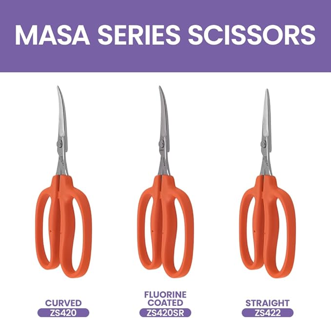 Flourine Coated Curved Zen Masa Scissor, Package of 3