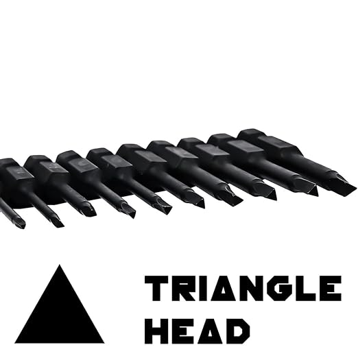Triangle Bit Set (12 Pack - 2" and Extra Long 6") Magnetic Heads in The Following Triangle Screwdriver Sizes: TA14, TA18, TA20, TA23, TA27, & TA30