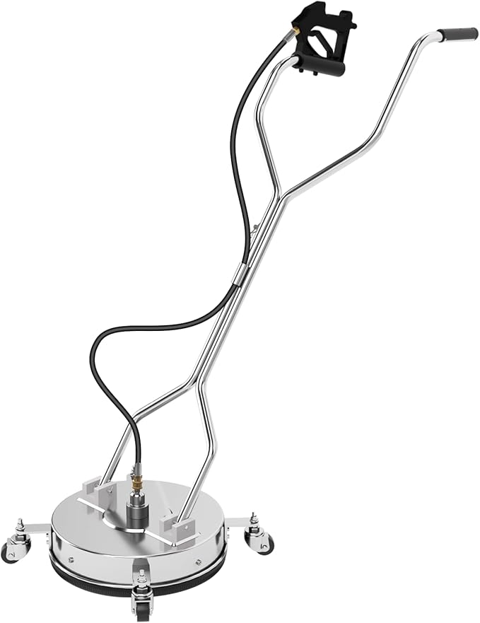 16.5" Pressure Washer Surface Cleaner with 304 Industrial-grade Stainless Steel Housing, Dual Handle, Driveway Pressure Washer Attachment, 2 Replacement Nozzles, for Concrete, Sidewalk, Deck, 4500 PSI
