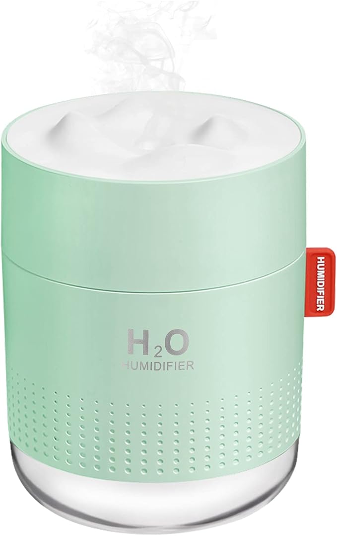 Green Portable Mini Humidifier, 500ml Small Cool Mist USB Desktop Humidifier for Baby Bedroom, Travel, Office, Home - Auto Shut-Off, 2 Mist Modes, Super Quiet