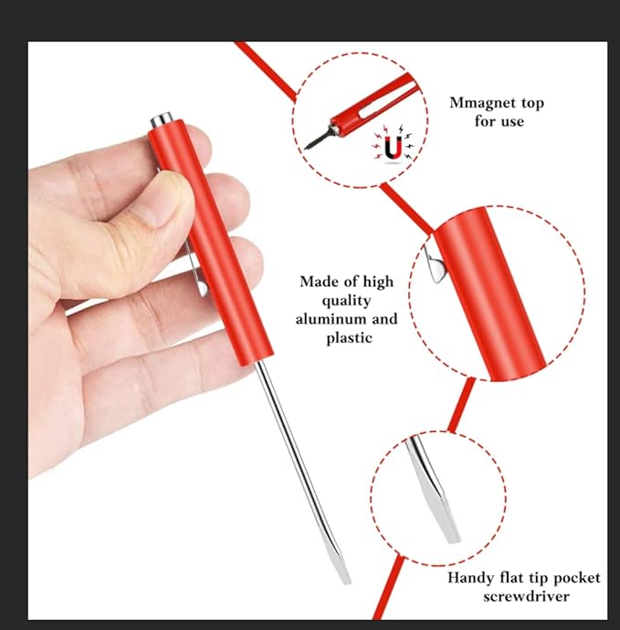 24 Pieces Pocket Screwdriver Mini Tops And magnetic pocket screwdriver with A Single Blade Head for Mechanical, Electrician (Red)