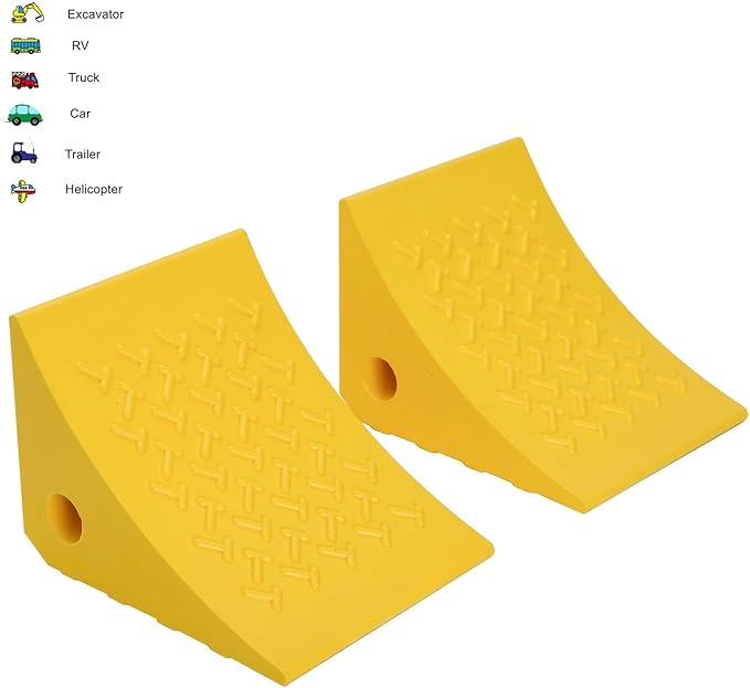 Wheel Chocks, Rubber Wheel Chock with Curved, Durable, Non-Slip, Solid Trailer Wheel Chocks for Boat Trailers, RV, Truck, Camper, 30000lbs (Yellow)