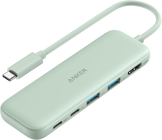 Anker USB C Hub, 5-in-1 USBC to HDMI Splitter with 4K Display | 85W Max PD, 1 Powered USB-C 5Gbps & 2 Powered USB-A 3.0 5Gbps Data Ports, for MacBook Pro, MacBook Air, Dell and More (Green)