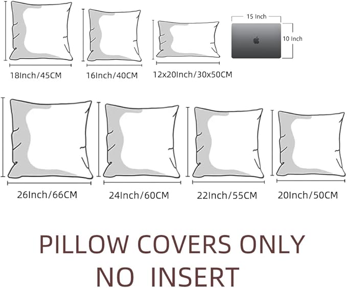 Fancy Homi 4 Packs Decorative Throw Pillow Covers for Living Room Couch Bed, Modern Farmhouse Boho Home Décor Accent Cushion Case, 16" x 16", Dark Gray