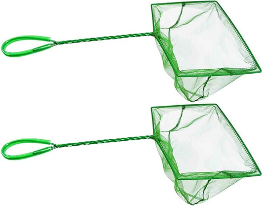 Aquarium Fishing Net Fish Tank Cleaning Tools Fine Mesh Net with Long Handle Green 8 Inch