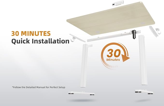 YDN 32 x 19 Inch Nature Electric Standing Desk | Adjustable Height, Sit Stand, Cable Management, Ergonomic, Home Office