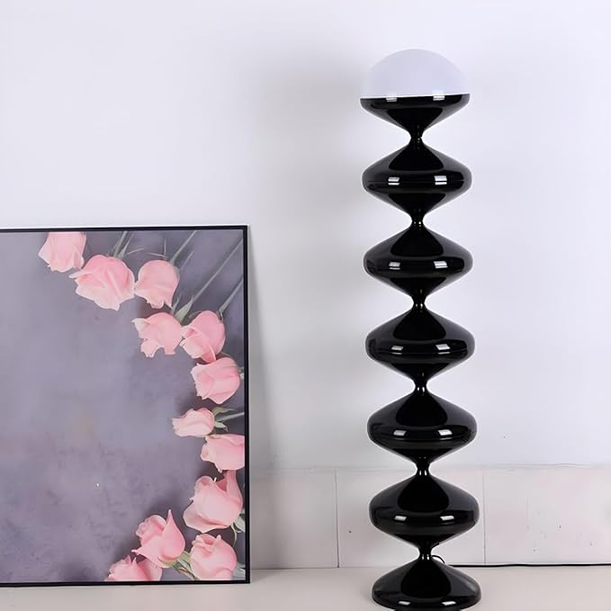 CraftThink Modern Tall Standing Floor Lamp, 47-Inch Height with Acrylic Bowl Shade, Foot Switch for Bedroom Reading Living Room, Bulb Included (Black, 3 Color Light)
