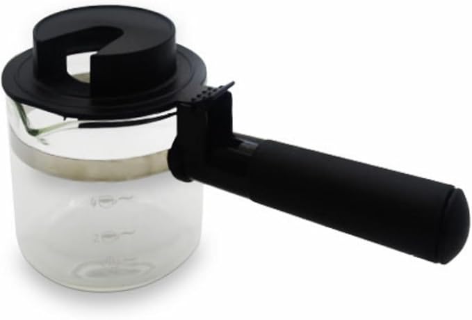 IMUSA 4 Cup Glass Replacement Carafe with Black Handle for Coffeemaker | Bare Glass Finish, Cool-Touch Black Handle with Lid, Ideal for Espresso, Perfect for Home or Office