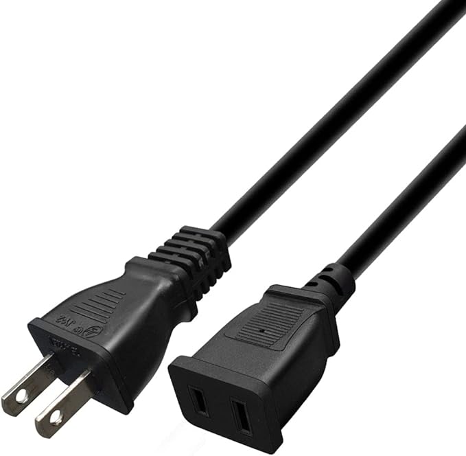 Toptekits (9.8ft/3m) USA Outlet Saver Power Extension Cord Cable 125V 10A 2-Prong 2 Outlets for NEMA 5-15P to NEMA 5-15R (9.8ft/3m)